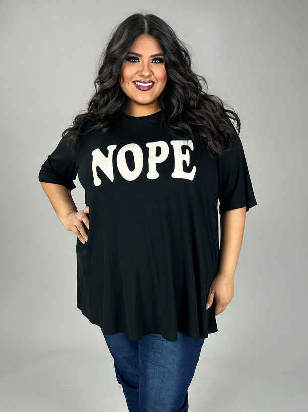 GT-G {NOPE} Short Sleeve Black Stretchy Graphic Tee