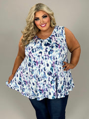 26 SV {No Looking Back} Purple/Blue Tie Dye V-Neck Top EXTENDED PLUS SIZE 4X 5X 6X