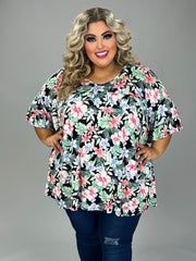 12 PSS {Blooming After Midnight} Black Floral Top EXTENDED PLUS SIZE 4X 5X 6X