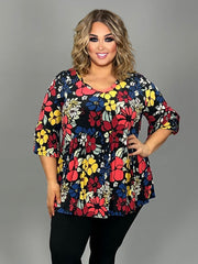 58 PSS {Striving For Excellence} Black Floral Babydoll Top EXTENDED PLUS SIZE 3X 4X 5X