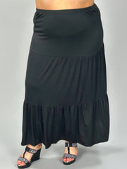 BT-D {Meant To Be Happy} Black Tiered Skirt PLUS SIZE 1X 2X 3X