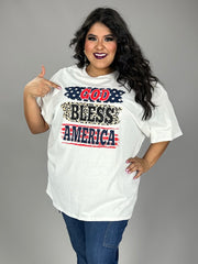 27 GT {God Bless America} White Graphic Tee PLUS SIZE 2X 3X
