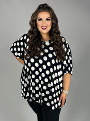 71 PSS {From One Dot To Another} Black Lg Polka Dot Print Tunic EXTENDED PLUS SIZE 3X 4X 5X
