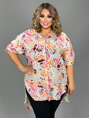 23 PSS-Q {Promise Me} Multi-Color Print Hi/Low Tunic PLUS SIZE 1X 2X 3X