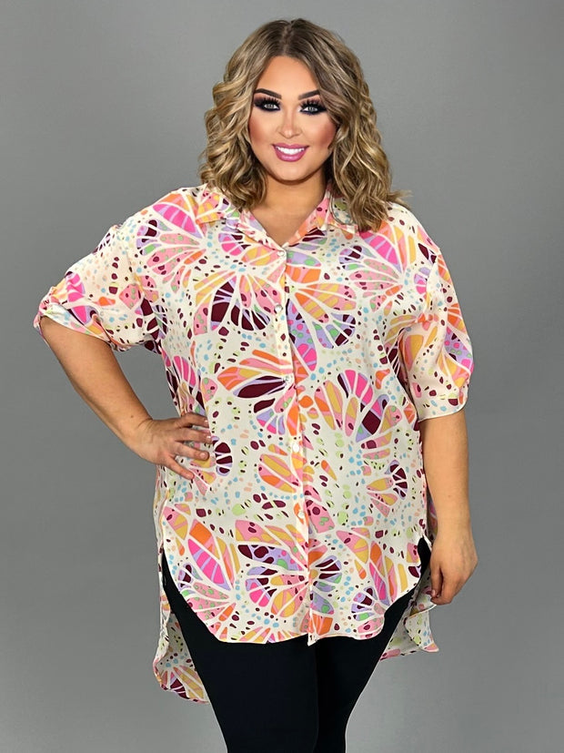 23 PSS-Q {Promise Me} Multi-Color Print Hi/Low Tunic PLUS SIZE 1X 2X 3X