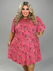 13 PSS {Born With Style} Pink Coral Floral Dress w/Pockets EXTENDED PLUS SIZE 3X 4X 5X