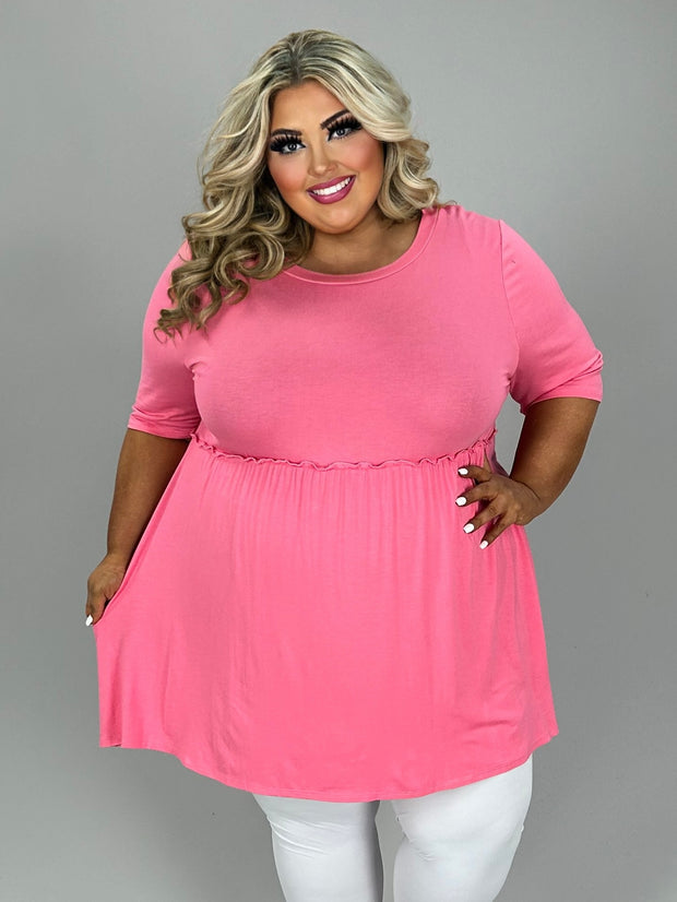 94 SSS {Casual Chic} Pink Ruffle Babydoll Tunic EXTENDED PLUS SIZE 4X 5X 6X