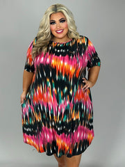51 PSS {Perfect View} Multi-Color Print Dress w/Pockets EXTENDED PLUS SIZE 3X 4X 5X