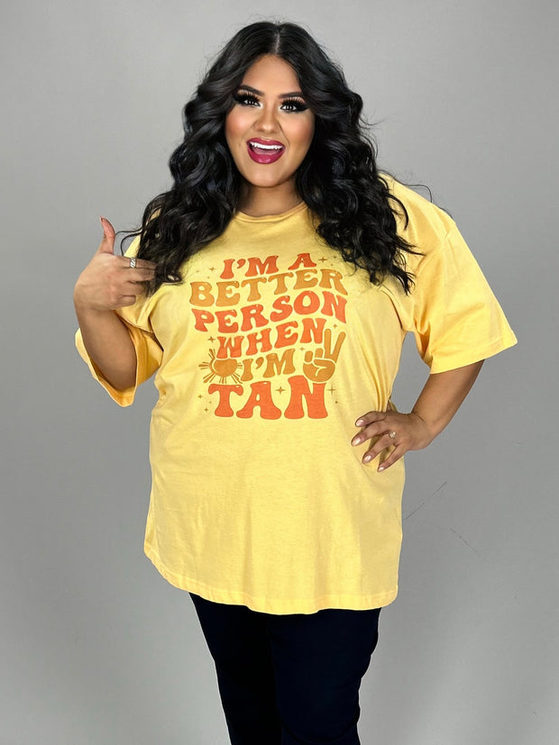 24 GT {Better Person When I'm Tan} YELLOW Graphic Tee PLUS SIZE 3X