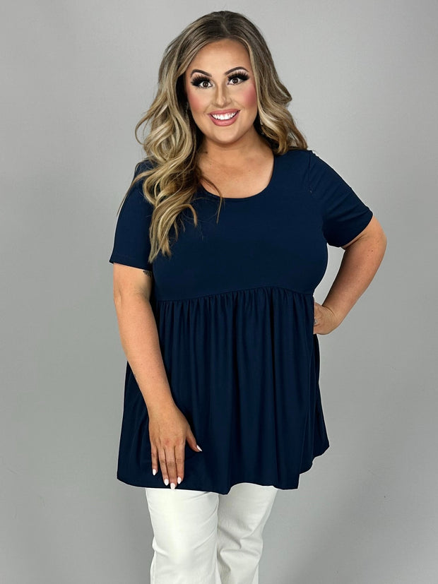 60 SSS-D {Getting The Best} Navy Babydoll Top  PLUS  SIZE 1X 2X 3X