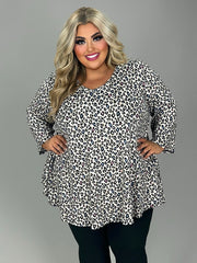 35 PQ-M {Looking Different} Taupe Leopard Print Top EXTENED PLUS SIZE 3X 4X 5X