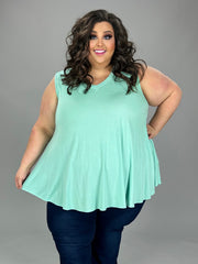 26 SV {Trendy In Color} Mint V-Neck Rounded Hem Top EXTENDED PLUS SIZE 4X 5X 6X
