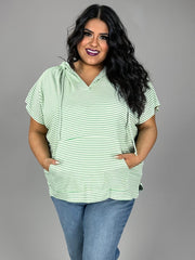 18 HD {Lines Connected} Green Stripe Print Hoodie PLUS SIZE 1X 2X 3X