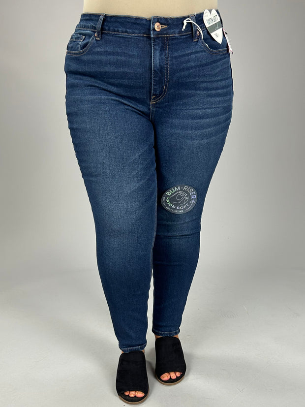 BT-U {Gemma Rae} Blue Mid-Rise BUM-RISER Skinny Jeans PLUS SIZE 16  20