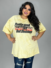 31 GT {Pretty Good At Bad Decisions} Blasted Yellow Graphic Tee PLUS SIZE 3X