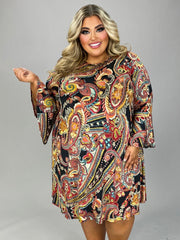 85 PQ {Obvious Choice} Red/Black Paisley Print Dress EXTENDED PLUS SIZE 3X 4X 5X