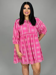 28 PQ {My Biggest Treasure} Umgee  Pink Embroidered Dress PLUS SIZE XL 1X 2X
