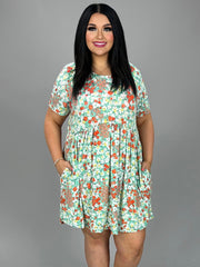 29 PSS {Forever Chic} Mint Floral Babydoll Dress PLUS SIZE XL 2X 3X