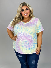 27 PSS {Something About A Tie Dye} Yellow Tie Dye Top EXTENDED PLUS SIZE 3X 4X 5X