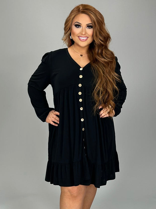 58 SLS {I Have Arrived} Black Tiered Dress w/Buttons PLUS SIZE 1X 2X 3X
