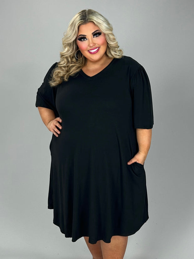 29 SSS {Have To Try} Black V-Neck Dress w/Pockets EXTENDED PLUS SIZE 3X 4X 5X