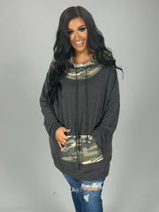 23 HD-G {Catch Some Love}  Grey Camo  Contrast Hoodie PLUS SIZE XL 2X 3X