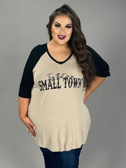 53 GT {Try That In A Small Town} Taupe Black Graphic Tee CURVY BRAND!!!  EXTENDED PLUS SIZE XL 2X 3X 4X 5X 6X