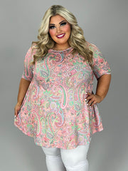 32 PSS {Poised For Romance} Pink Paisley Print Top EXTENDED PLUS SIZE 3X 4X 5X