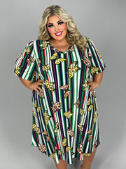 87 PSS {Fly With Me} Green/Ivory Butterfly Print Dress EXTENDED PLUS SIZE 3X 4X 5X