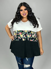 31 CP {Bloom To Perfection} Ivory/Black Floral Top PLUS SIZE XL 2X 3X