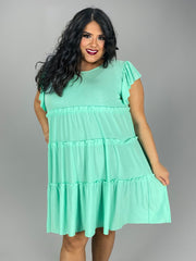 57 SSS-J {Could It Be} Mint Tiered Dress PLUS SIZE 1X 2X 3X