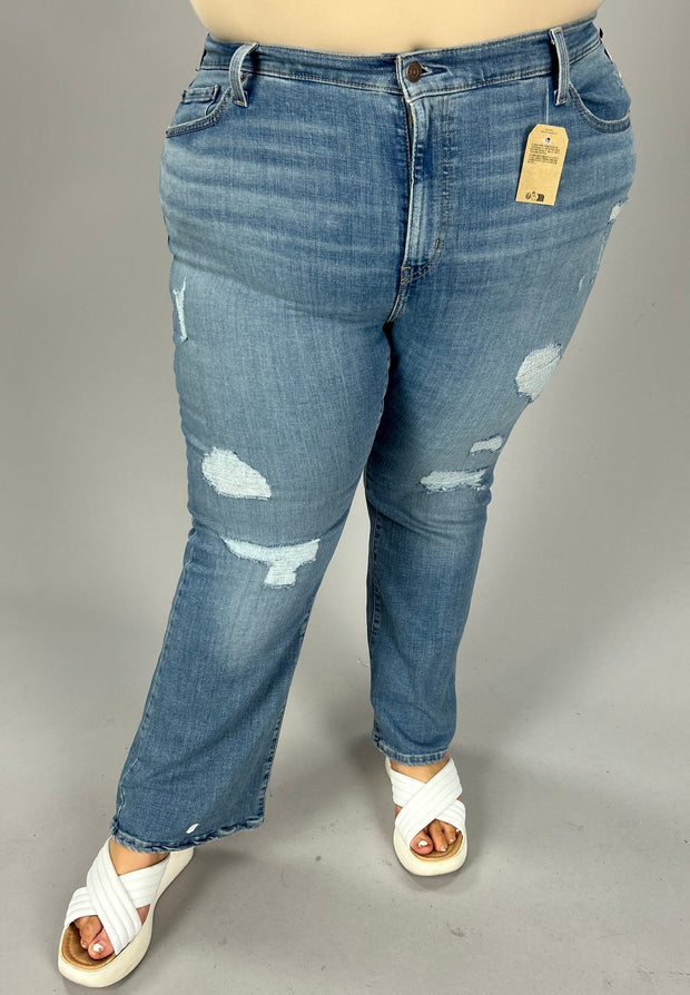 BT-B {Levi's} Med. Blue 725 High-Rise Bootcut Distressed Jeans PLUS SIZE 20W