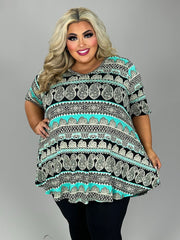 31 PSS {Devoted To Paisley} Mint  Paisley Print V-Neck Tunic PLUS SIZE XL 2X 3X