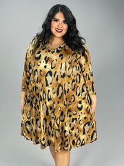 61 PQ {Gold Among Us} Leopard Print V-Neck Dress EXTENDED PLUS SIZE 3X 4X 5X