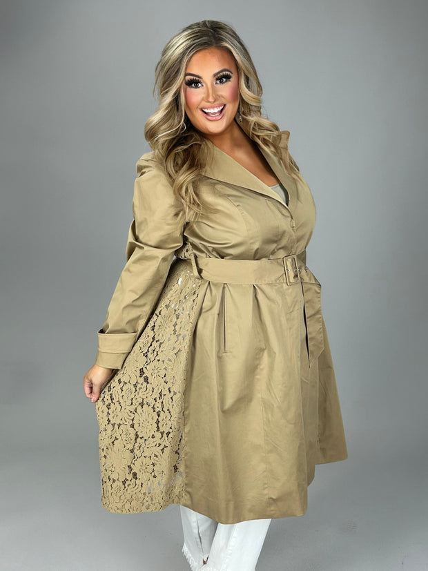 OT-A  M-109 {INC} Lace Back Trench  Coat Retail $159.50!