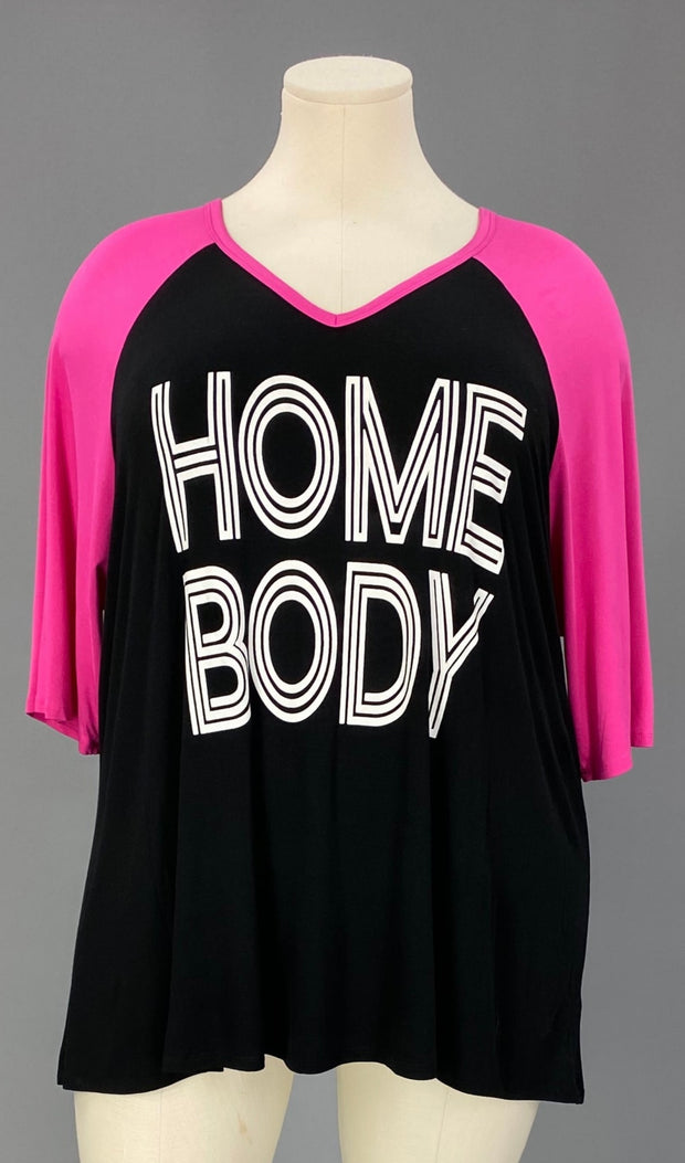 26 GT {Home Body 2} Black/Fuchsia Graphic Tee CURVY BRAND!!! EXTENDED PLUS SIZE XL 2X 3X 4X 5X 6X