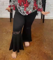 BT-Z {Little Bit Hippy} Black Buttersoft Pants w/Lace Inset CURVY BRAND!!!  1X 2X 3X 4X 5X 6X