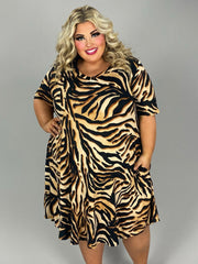 97 PSS-I {No Invitations} Brown Animal Print Dress EXTENDED PLUS SIZE 3X 4X 5X