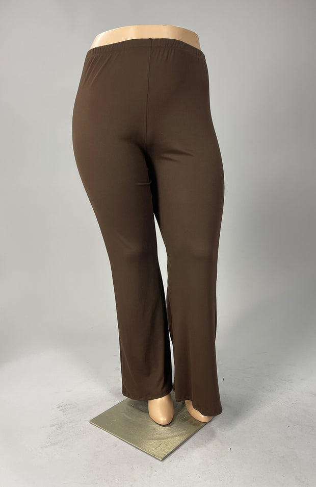 BT-X {Graceful Appearance} Brown Wide Leg Pants  CURVY BRAND!!! EXTENDED PLUS SIZE XL 2X 3X 4X 5X 6X (May Size Down 1 Size}