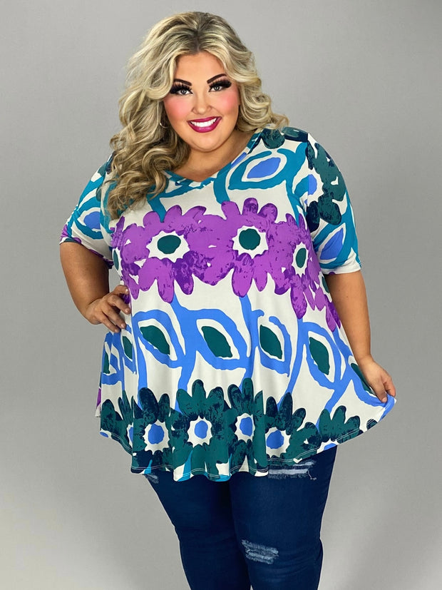 30 PSS {Always With Love} Purple/Multi Large Floral Top EXTENDED PLUS SIZE 3X 4X 5X