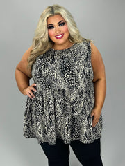 34 SV {Attitude For Days} Black/Taupe Animal Print Top EXTENDED PLUS SIZE 3X 4X 5X
