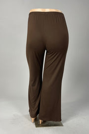 BT-X {Graceful Appearance} Brown Wide Leg Pants  CURVY BRAND!!! EXTENDED PLUS SIZE XL 2X 3X 4X 5X 6X (May Size Down 1 Size}