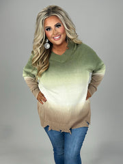 25 PLS-K {Stuck On You} Olive Tan Ombre Top  PLUS SIZE XL 2X 3X
