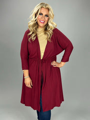 22 OT-M {Ready For Anything} Wine Hi/Low Cardigan  PLUS SIZE 1X/2X  2X/3X