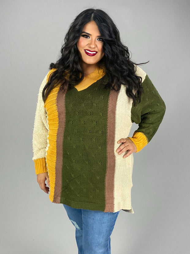 58 OR 59 CP-A [Worth The Fall] Olive/Mustard Sweater PLUS SIZE XL1X 2X