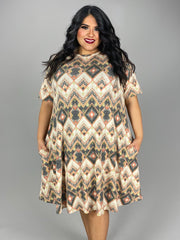 80 PSS-C {Attached To Me} Coral/Charcoal Print Dress EXTENDED PLUS SIZE 3X 4X 5X