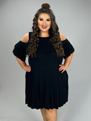 33 OS-D {Found Your Way} Black Cold Shoulder Dress PLUS SIZE XL 2X 3X