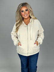 20  OT-J {Warm & Fuzzy} BONE  Zip Jacket PLUS SIZE 1X 2X 3X