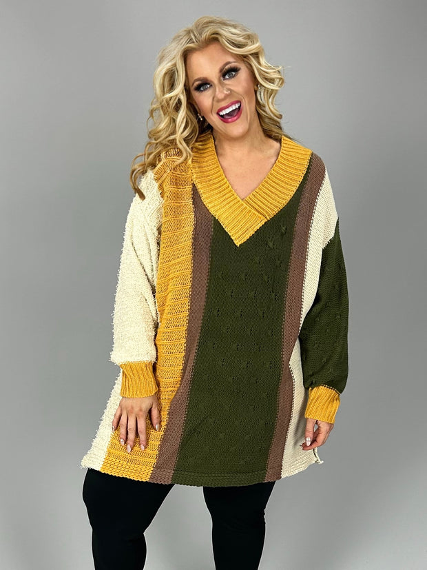 59  CP-A [Worth The Fall]  Olive/Mustard Sweater PLUS SIZE XL1X 2X