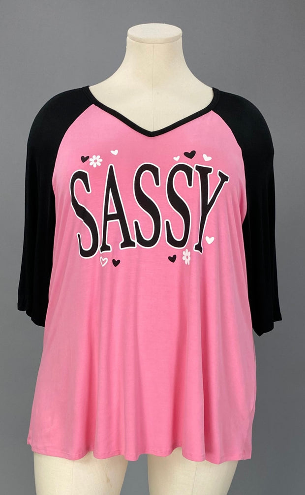 29 GT {Sassy} Pink/Black Graphic Tee CURVY BRAND!!!  EXTENDED PLUS SIZE XL 2X 3X 4X 5X 6X (May Size Down 1 Size}